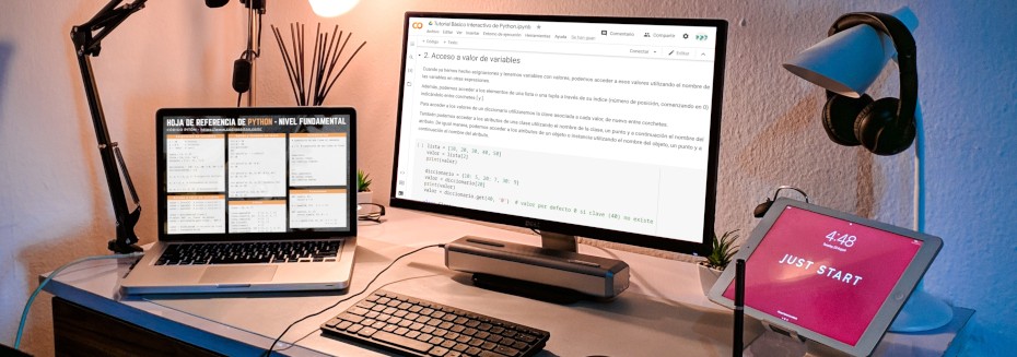La Hoja de Referencia (cheat sheet) y el Tutorial Básico Interactivo de Python de Código Pitón