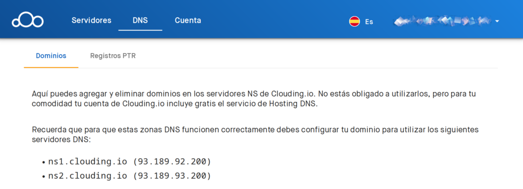 Servidores DNS de Clouding
